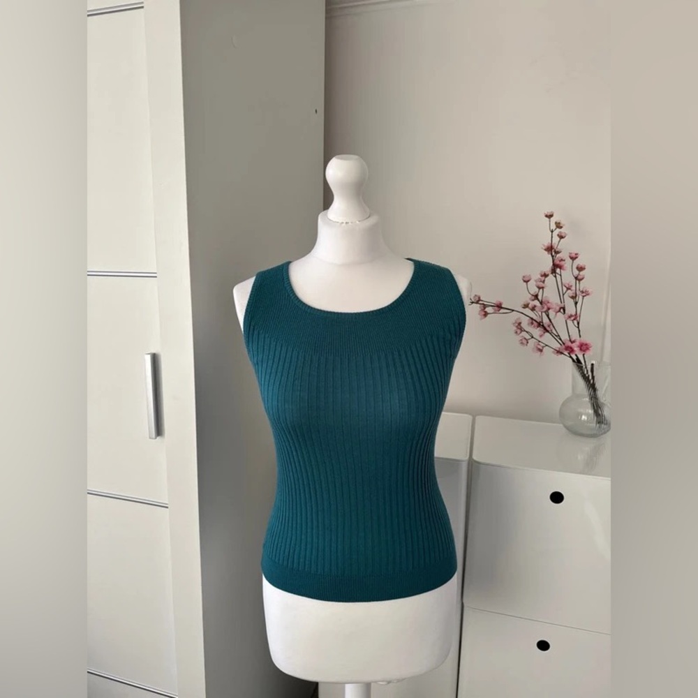 Teal Ribbed Sleeveless Top